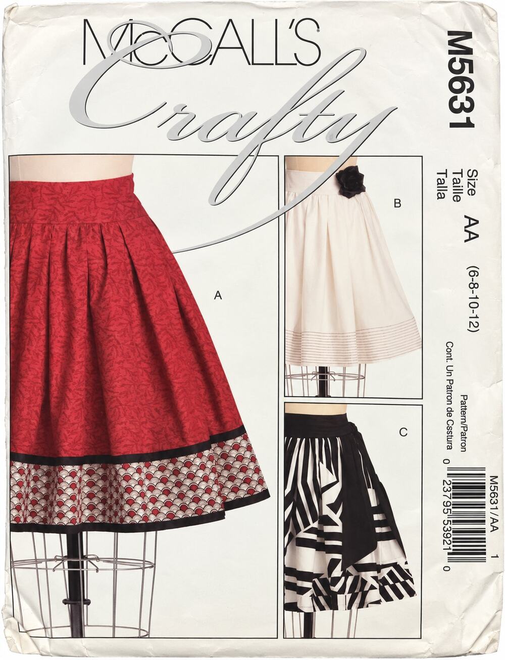 McCall's Crafty Pattern 5631 Misses Flared Mid-Knee Skirt Sizes 6-12 UNCUT
